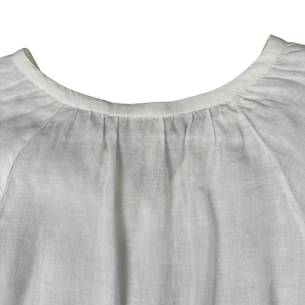 Gorgeous Chicos White 100% Linen Eyelet scalloped Bell Sleeve Tunic Top Sz 1 Med - Picture 12 of 16